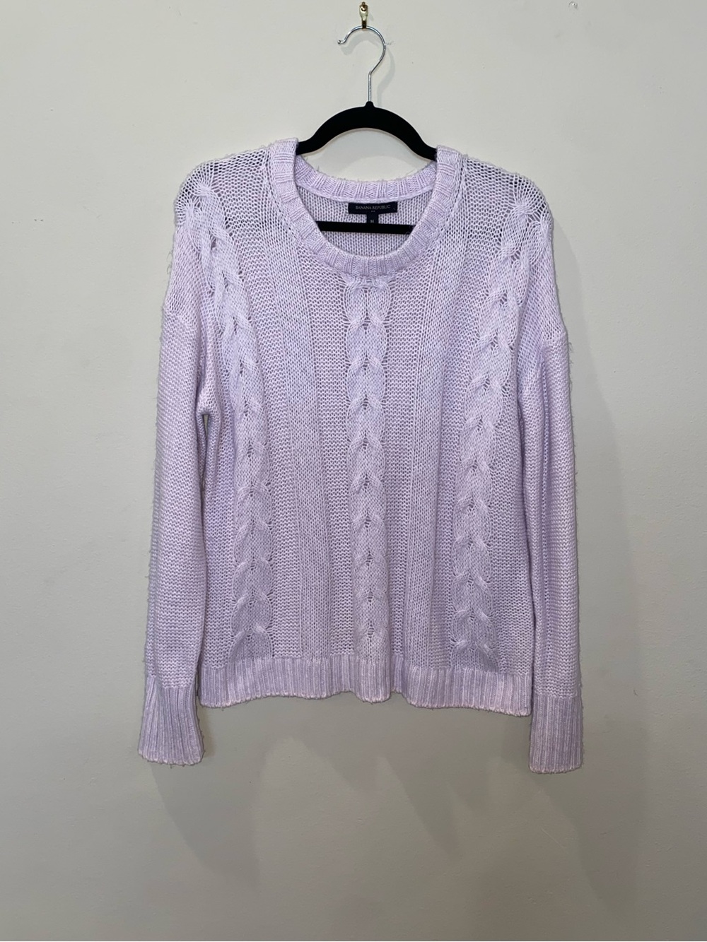 Banana Republic Lavender Cable Knit Crew-Neck Sweater Casual Winter